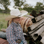 Tuff dust gingham long sleeve shirt fabric close-up showing quality dusty gingham weave