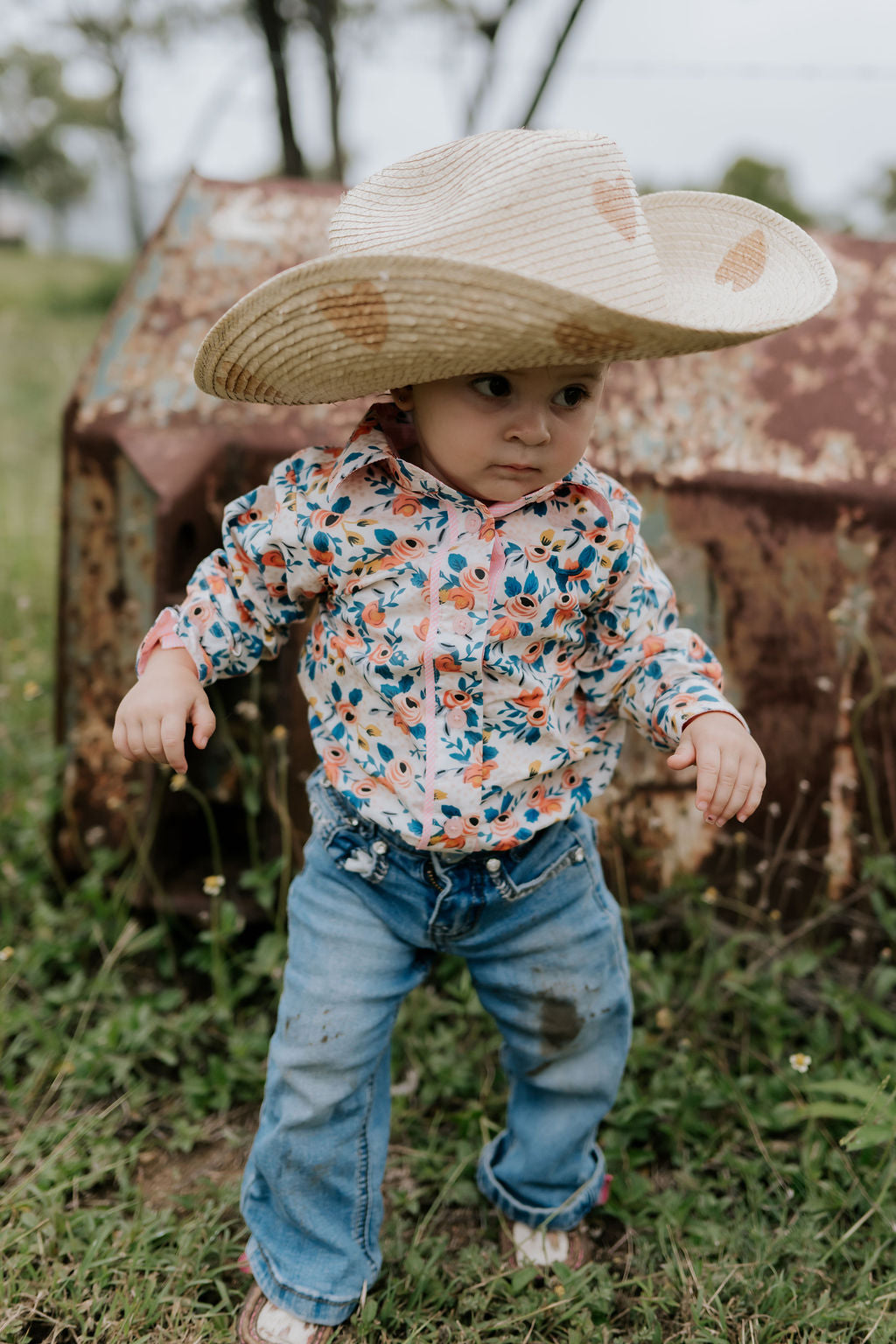 "Milla" Floral Dream Long Sleeve Romper-Little Windmill Clothing Co