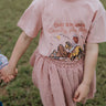 Country Girl Glitter Yeehaw graphic kids tee front view showing sparkly Yeehaw Country Girl glitter print