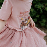Country Girl Glitter Yeehaw graphic kids tee worn by child showing fun glitter country girl style