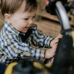 "Clyde" Country Navy Checked Long Sleeve Shirt-Little Windmill Clothing Co