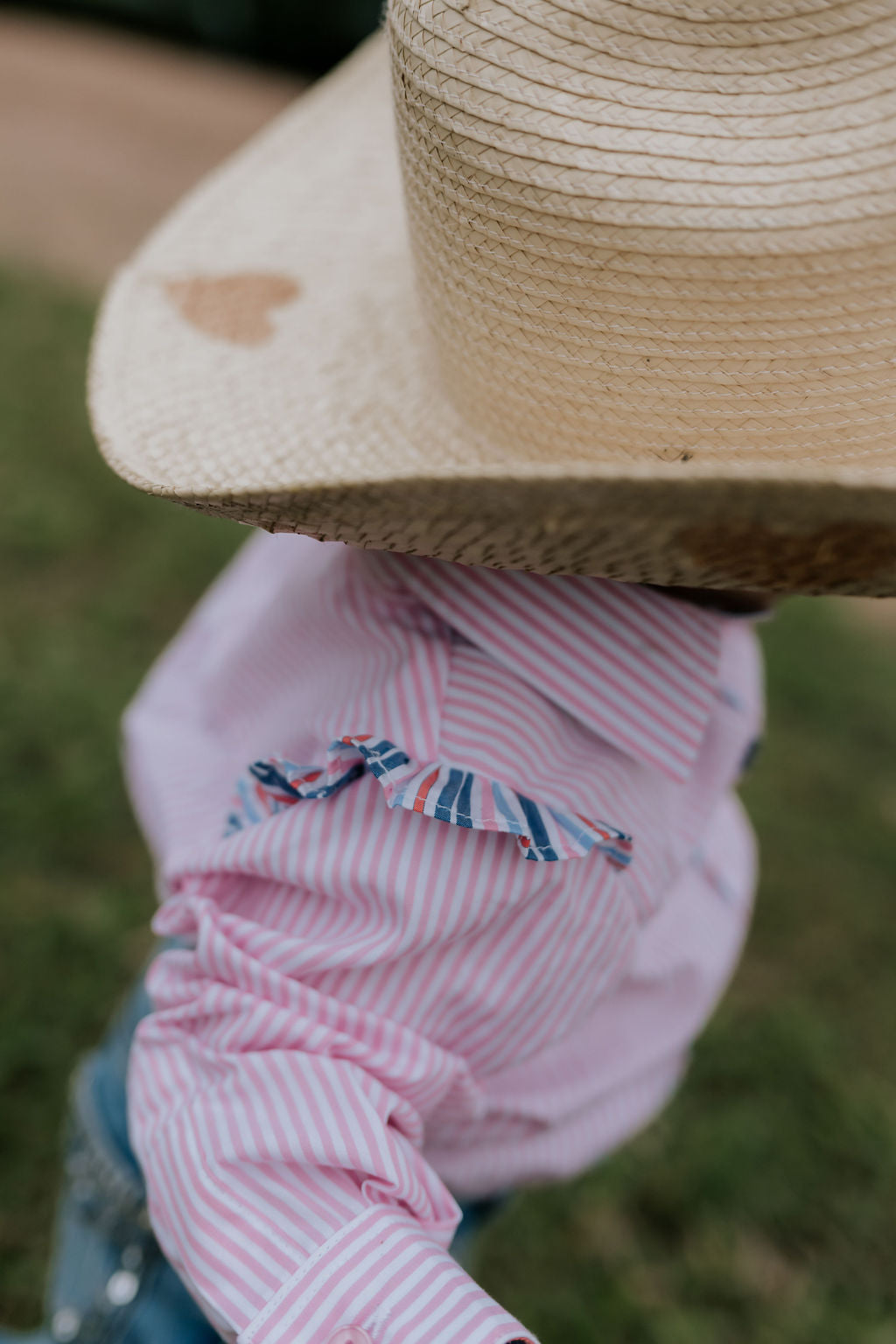 "Lara" Multi Stripe Pink Ruffle Long Sleeve Romper-Little Windmill Clothing Co