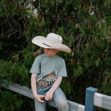 Free Range bison graphic kids tee print close-up showing detailed bold bison Free Range graphic