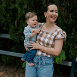"Carrie" NURSING Dusty Gingham Women's Blouse-Little Windmill Clothing Co