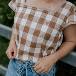 "Gabbie" Dusty Gingham Women's Blouse-Little Windmill Clothing Co