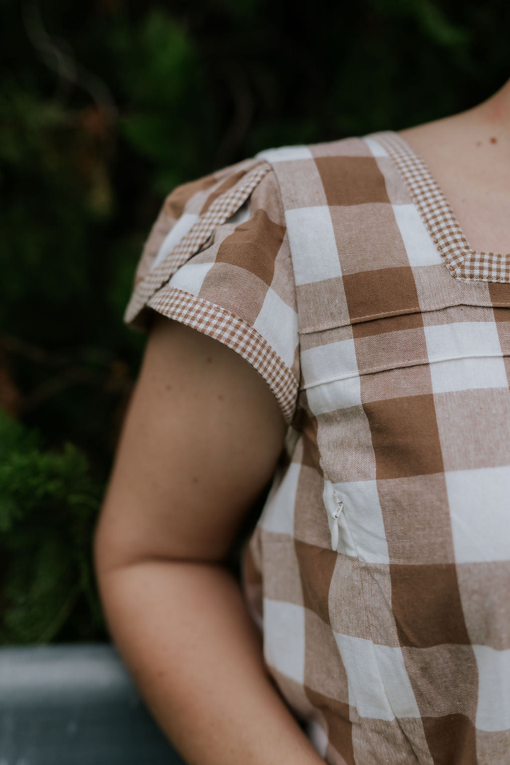 "Carrie" NURSING Dusty Gingham Women's Blouse-Little Windmill Clothing Co