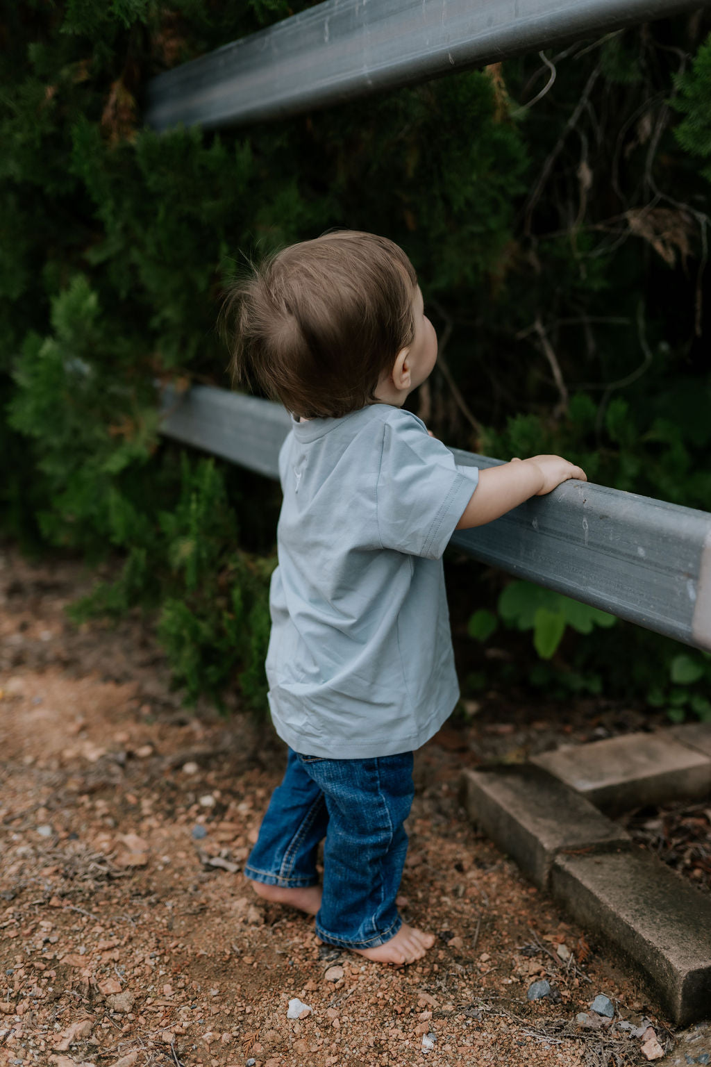 Embroidered Tee - Kids - Powder Blue-Little Windmill Clothing Co