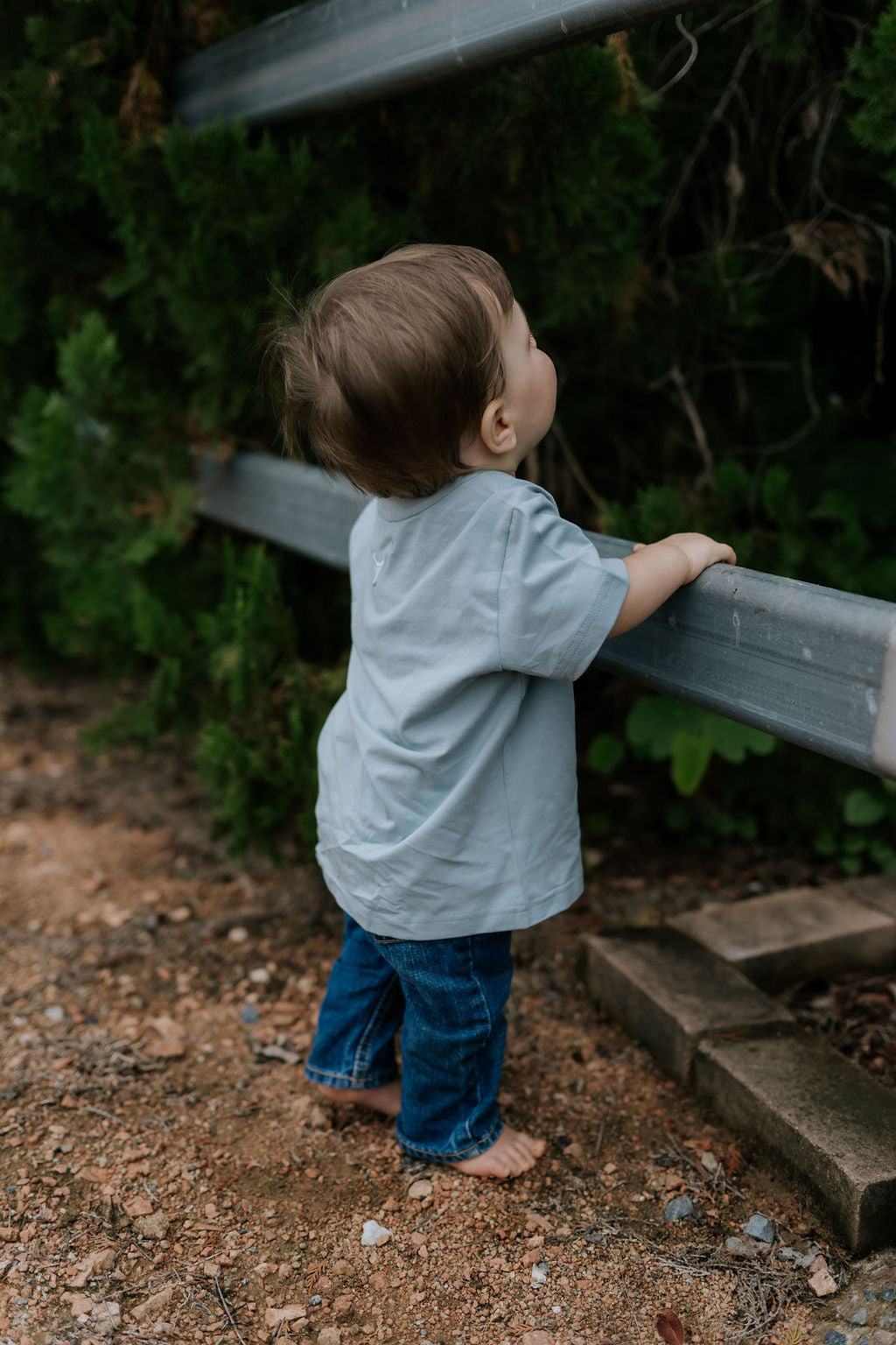 Embroidered Tee - Kids - Powder Blue-Little Windmill Clothing Co