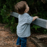 Embroidered Tee - Kids - Powder Blue-Little Windmill Clothing Co