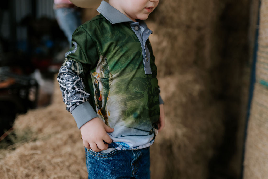 Hunting Scrub Green Long Sleeve Fishing Shirt-Little Windmill Clothing Co