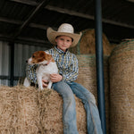 "Clyde" Country Navy Checked Long Sleeve Shirt-Little Windmill Clothing Co