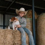 "Clyde" Country Navy Checked Long Sleeve Shirt-Little Windmill Clothing Co