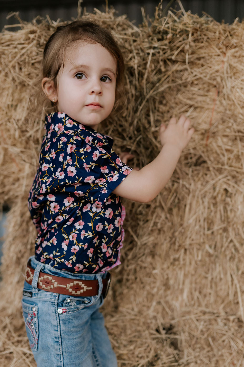 "Harlo" Navy Floral Short Sleeve Romper-Little Windmill Clothing Co