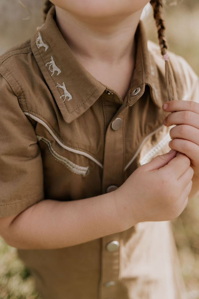 "Cheyenne" Western Mocha Dress-Little Windmill Clothing Co