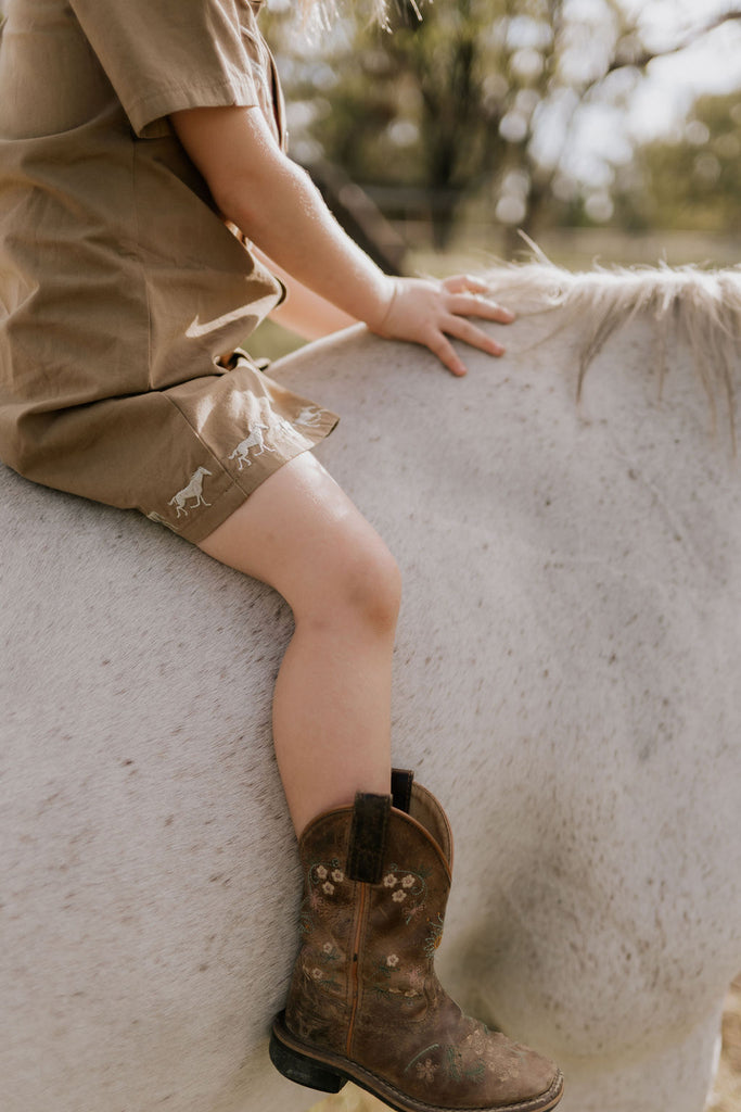 "Cheyenne" Western Mocha Dress-Little Windmill Clothing Co