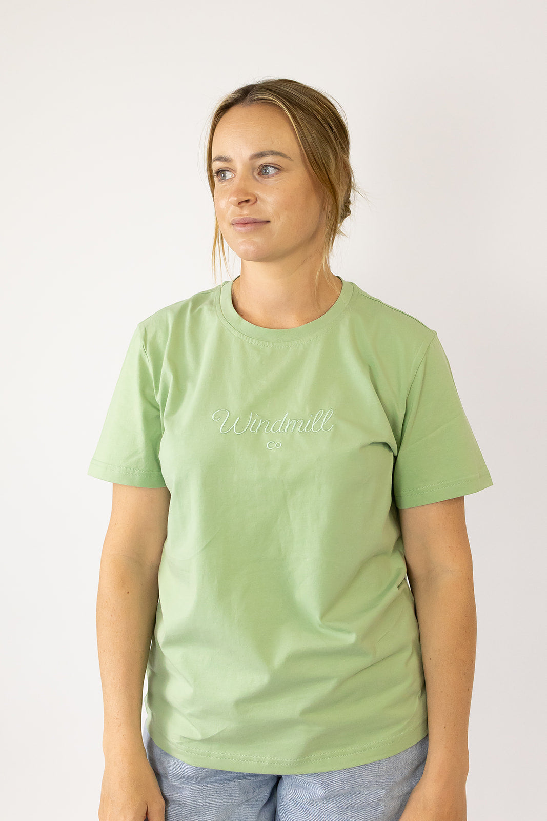 LIMITED EDITION Embroidered Ladies Tee - SAGE-Little Windmill Clothing Co
