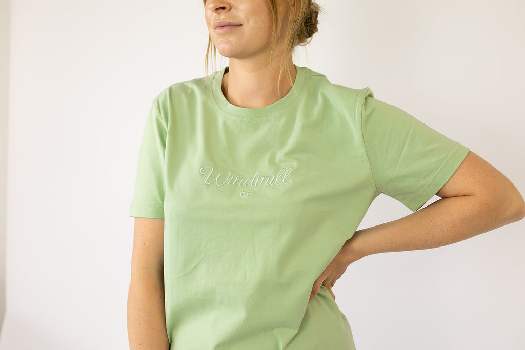 LIMITED EDITION Embroidered Ladies Tee - SAGE-Little Windmill Clothing Co