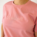 LIMITED EDITION Embroidered Ladies Tee - DUST PINK-Little Windmill Clothing Co