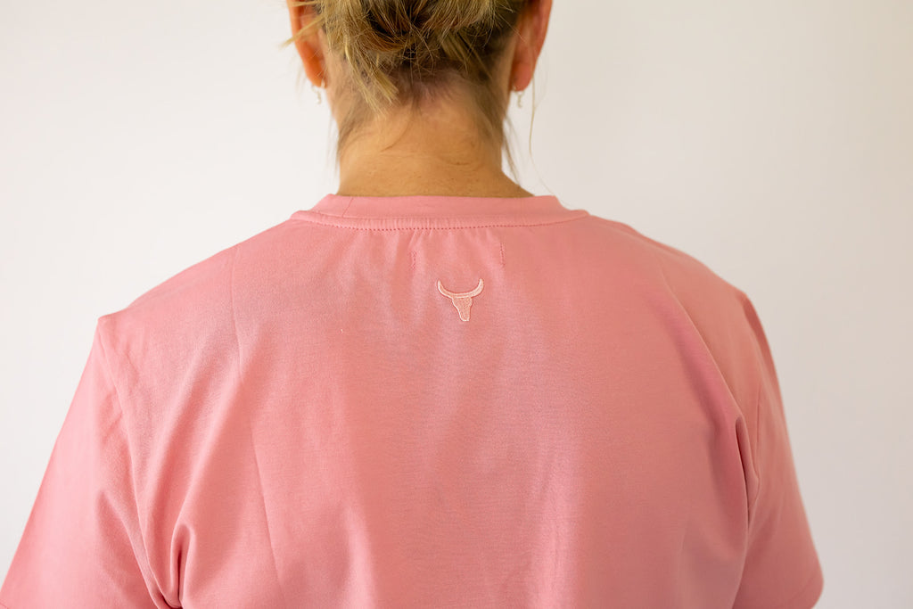 LIMITED EDITION Embroidered Ladies Tee - DUST PINK-Little Windmill Clothing Co