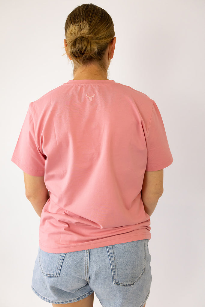 LIMITED EDITION Embroidered Ladies Tee - DUST PINK-Little Windmill Clothing Co