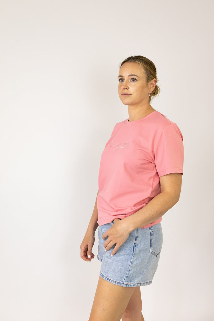 LIMITED EDITION Embroidered Ladies Tee - DUST PINK-Little Windmill Clothing Co