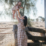 "Mae" Women's Brown Gingham Dress