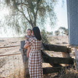 "Mae" Women's Brown Gingham Dress