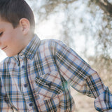 "Tully Boy" Long Sleeve Blue Plaid Western Shirt