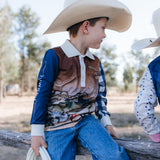 Tractor check long sleeve fishing shirt pocket detail showing vented chest pockets