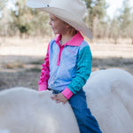 Cowgirl Boots long sleeve fishing shirt back view showing full back and cowgirl boots print