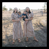 "Mae" Women's Brown Gingham Dress