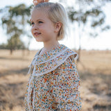 Elsie girls butter yellow floral long sleeve blouse cuff detail showing quality sleeve finish
