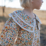 "Elsie" Butter Yellow Floral Long Sleeve Blouse-Little Windmill Clothing Co