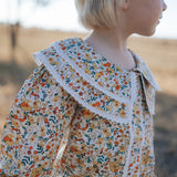 "Elsie" Butter Yellow Floral Long Sleeve Blouse-Little Windmill Clothing Co