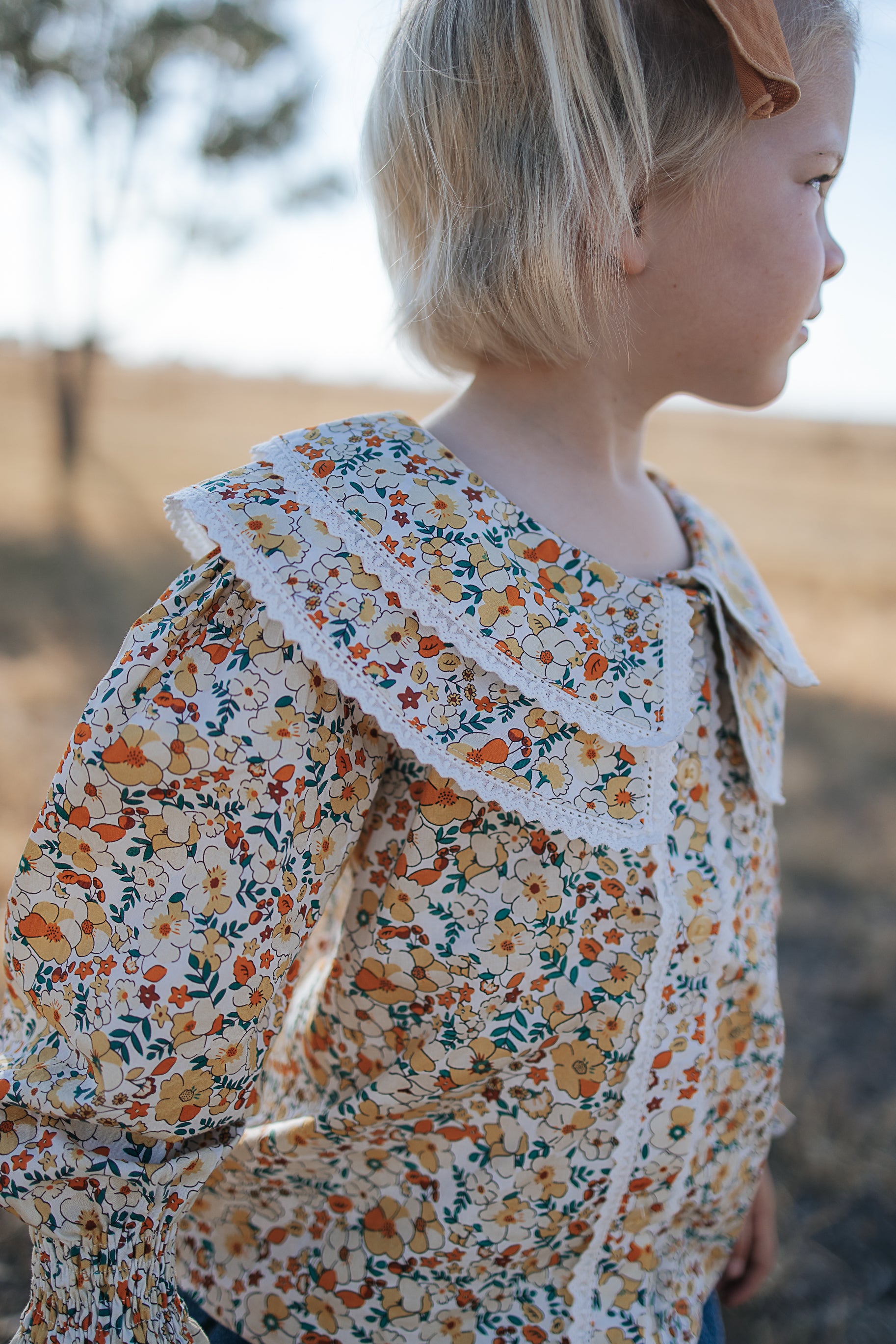 "Elsie" Butter Yellow Floral Long Sleeve Blouse-Little Windmill Clothing Co