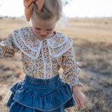 "Elsie" Butter Yellow Floral Long Sleeve Blouse-Little Windmill Clothing Co