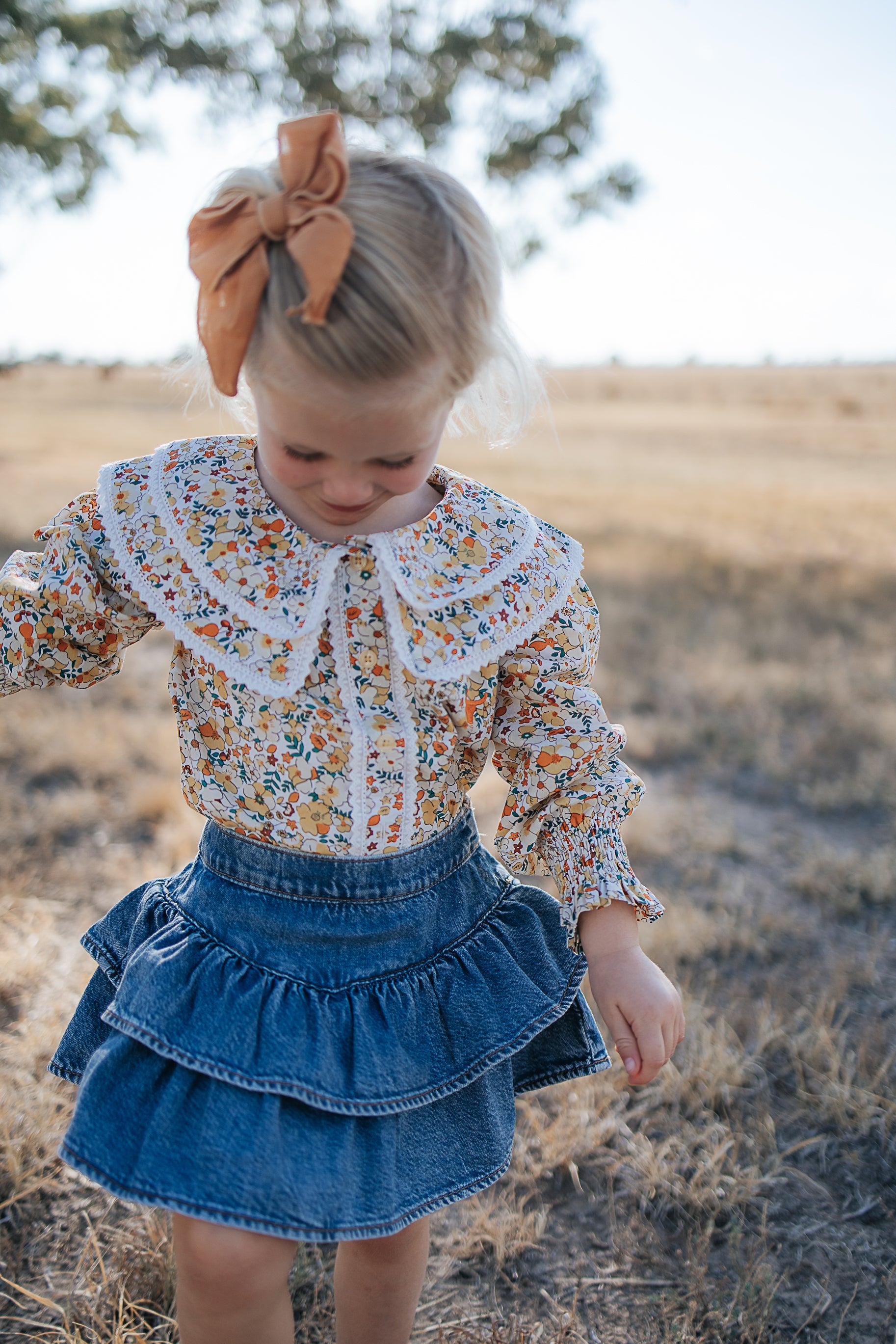 "Elsie" Butter Yellow Floral Long Sleeve Blouse-Little Windmill Clothing Co