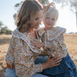 "Elsie" Butter Yellow Floral Long Sleeve Blouse-Little Windmill Clothing Co
