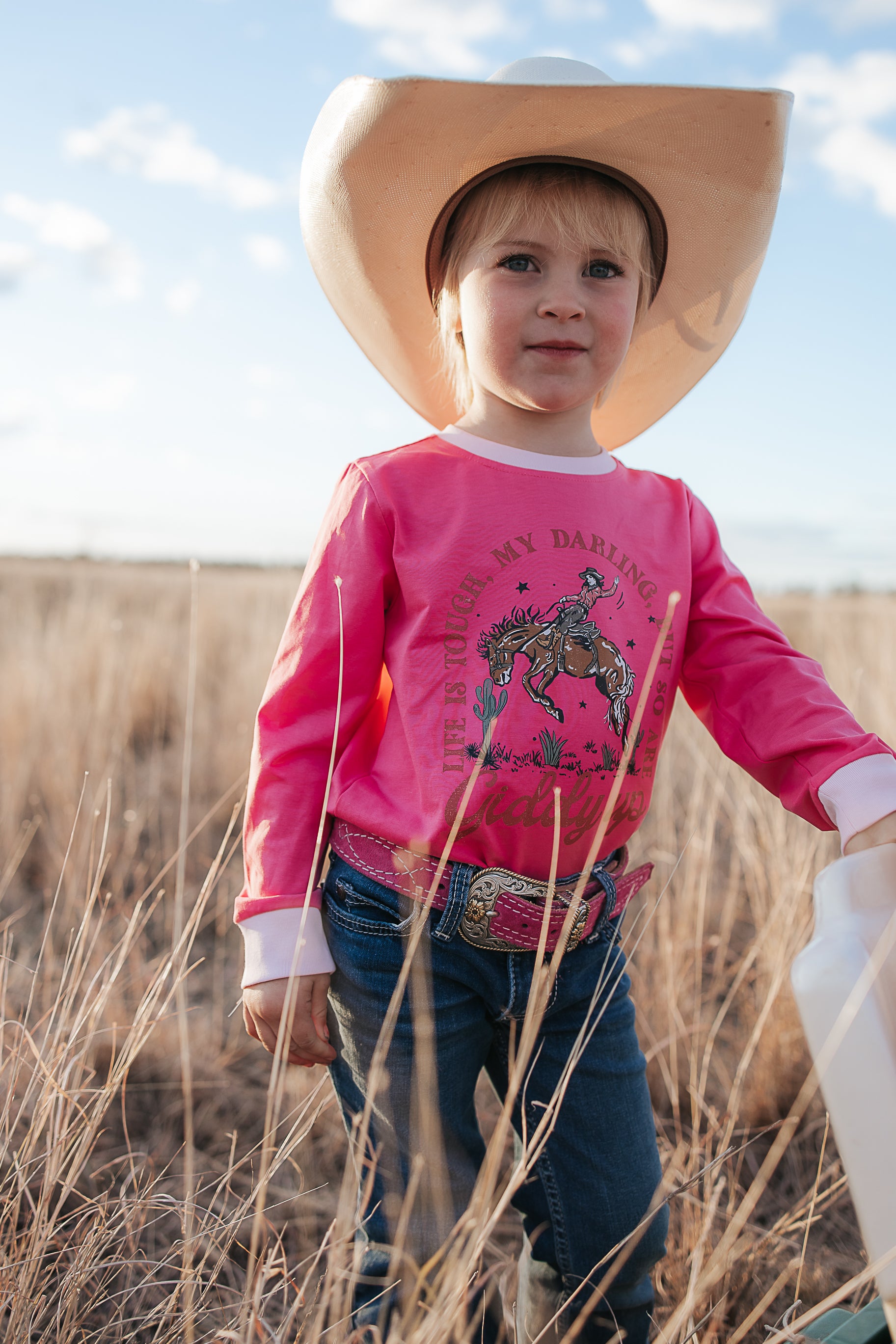 "Luna" Ride Hard Pink Long Sleeve Tee-Little Windmill Clothing Co