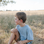 Embroidered Tee - Kids - Powder Blue-Little Windmill Clothing Co