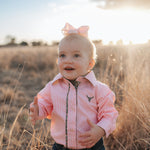 "Chloe" Coral Gingham Long Sleeve Romper-Little Windmill Clothing Co