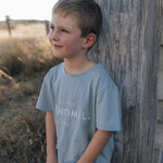 Embroidered Tee - Kids - Powder Blue-Little Windmill Clothing Co