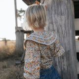 "Elsie" Butter Yellow Floral Long Sleeve Blouse-Little Windmill Clothing Co