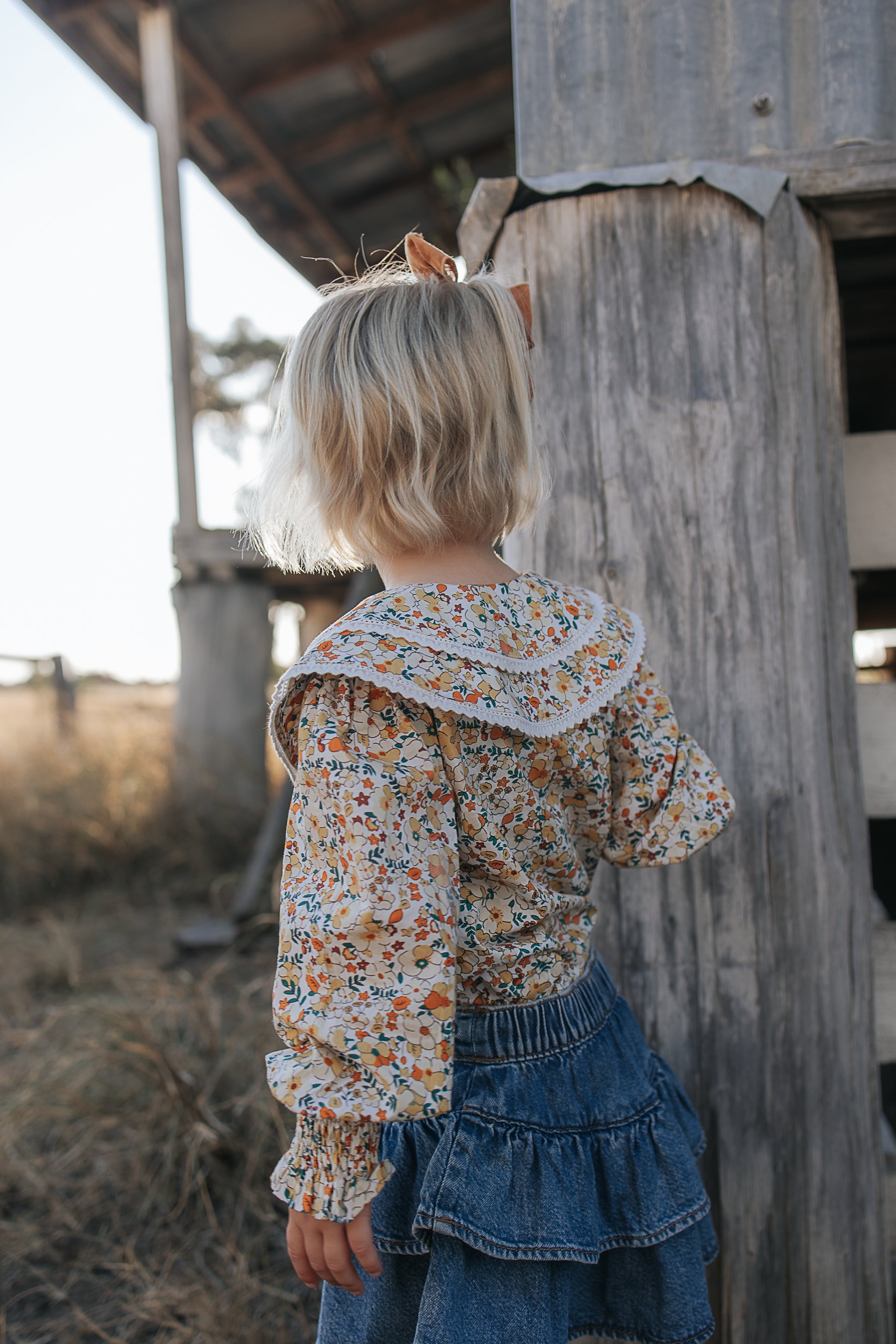 "Elsie" Butter Yellow Floral Long Sleeve Blouse-Little Windmill Clothing Co