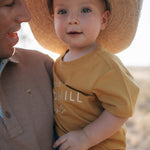 Embroidered Tee - Kids - Mustard-Little Windmill Clothing Co