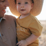 Embroidered Tee - Kids - Mustard-Little Windmill Clothing Co