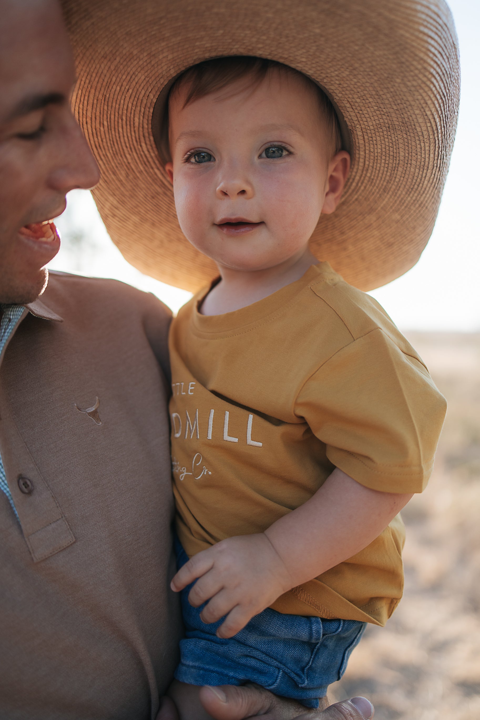 Embroidered Tee - Kids - Mustard-Little Windmill Clothing Co