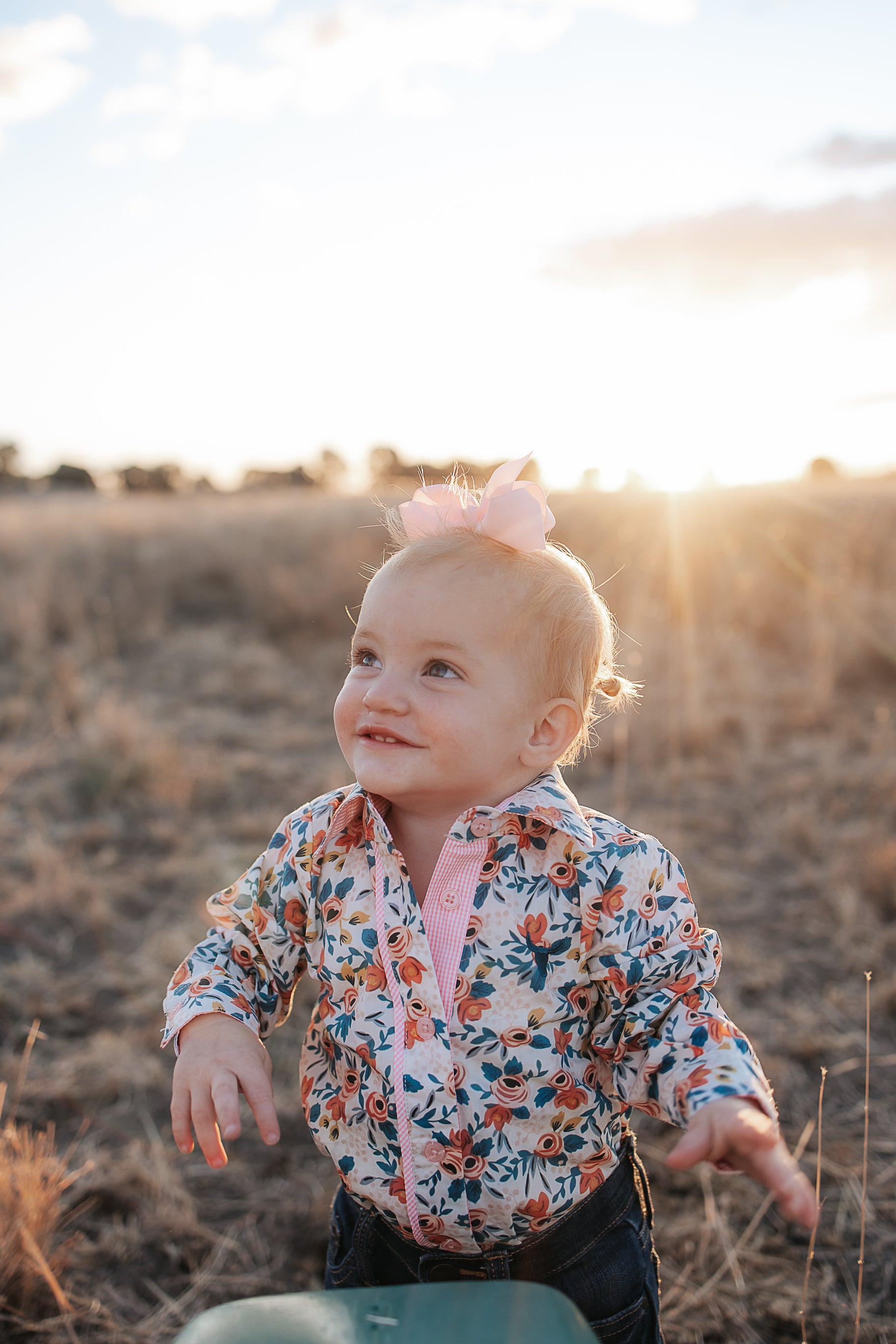 Milla floral dream long sleeve romper worn by toddler showing charming floral country style