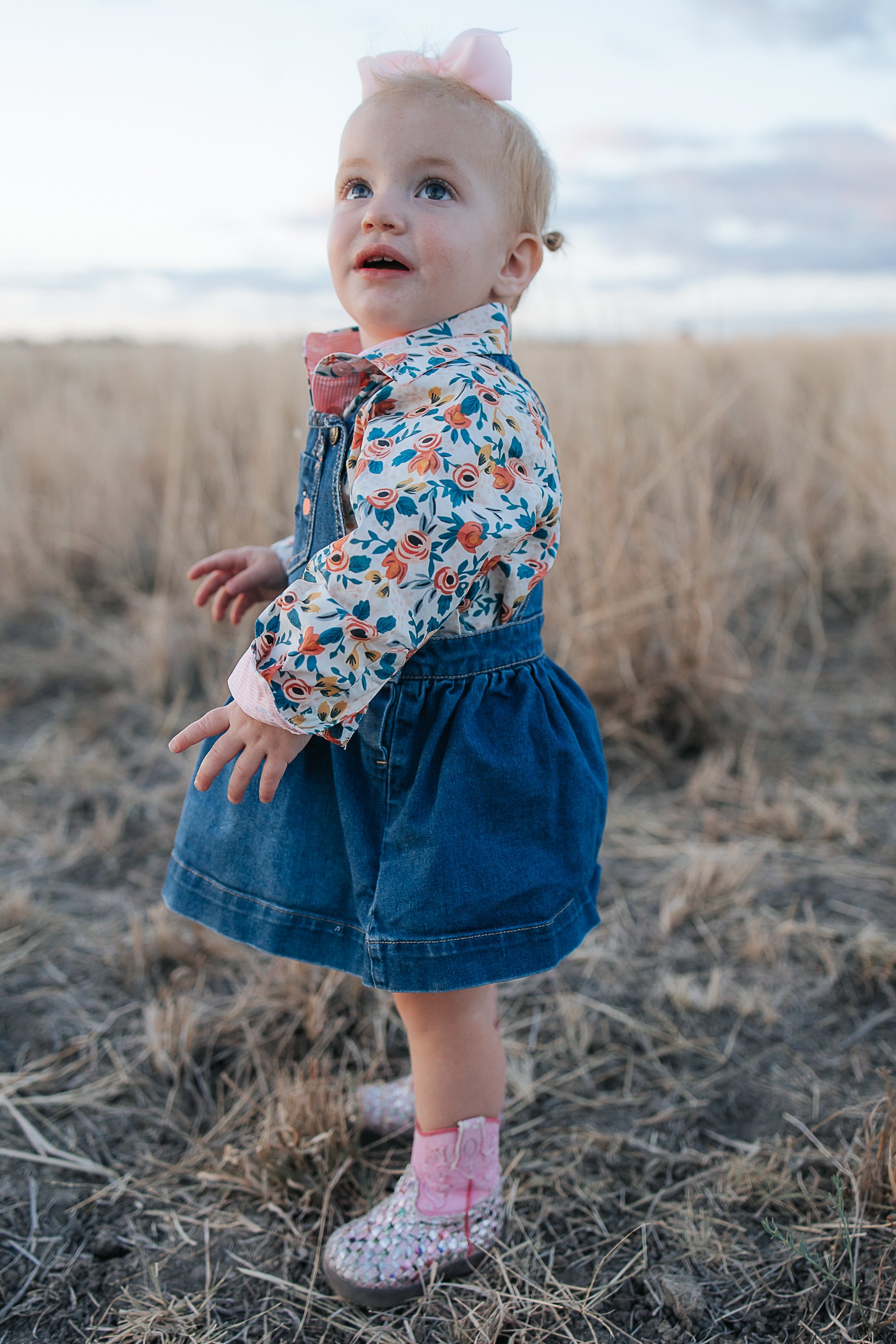 Milla floral dream long sleeve romper flatlay showing full floral dream print design
