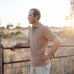 Clay Guy dust brown men's polo shirt front view showing classic dust brown men's country polo